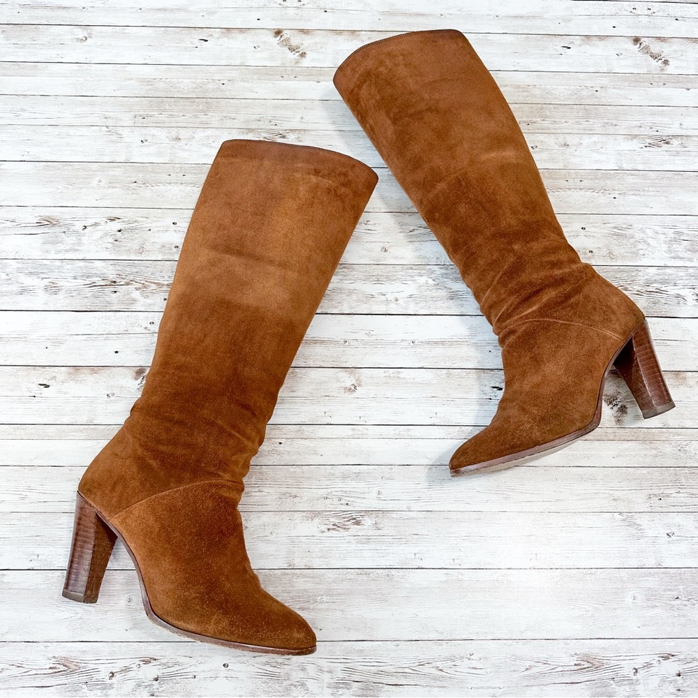 Sezane Abby Knee High Boots Camel Brown Suede Size 39 US 8 - Picture 7 of 16